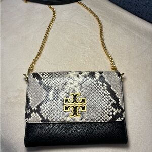 Tory burch britten snake leather crossbody bag
